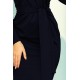 Dress with a wide tied belt - navy blue color (209-4-S)