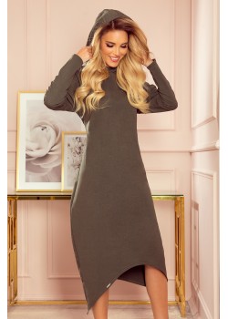 HARPER Midi kleita ar kapuci - HAKI (333-2)