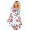 Globed dress with 3/4 sleeve - flowers - Blue (49-13)