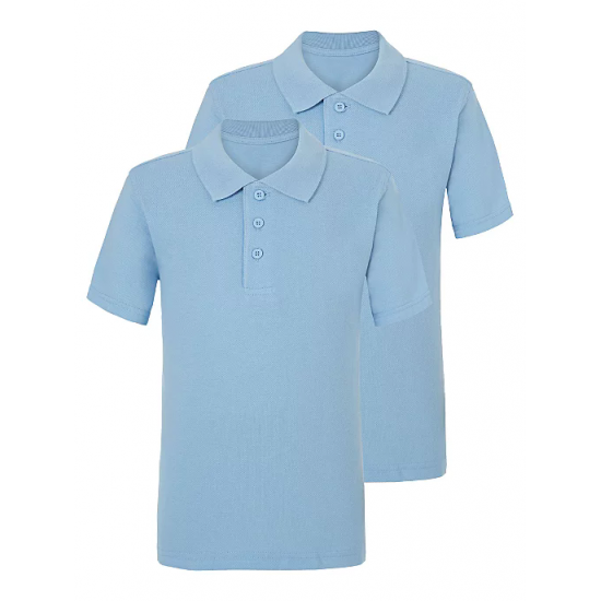 Голубая школьная рубашка поло 1 шт 7-8 лет (C0002)