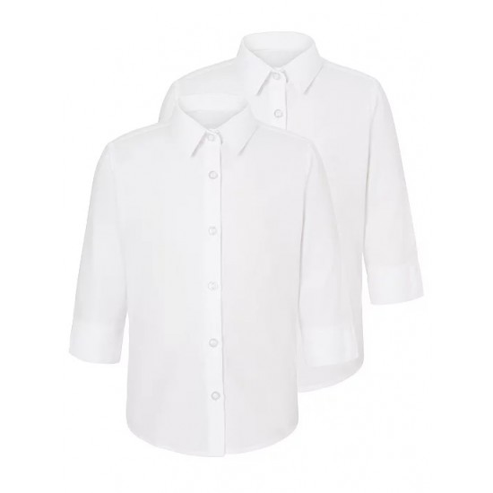 Белая рубашка для девочек с рукавами 3/4  2 шт. (B8002)