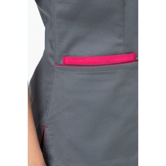 Women's medical blouse, gray + pink (BE4-S2)