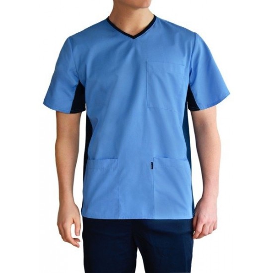 Рубашка медицинская мужская с резинкой сбоку (MBE1-BL)