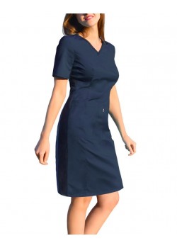 Medicīniskā kleita ar ELASTIC rievojumu sānos, tumši zila (SKE1-G)