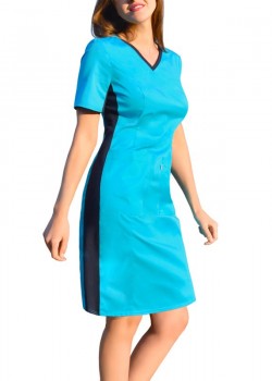 Medicīniskā kleita ar ELASTIC rievojumu sānos, tirkīza krāsā (SKE1-T) Medicīniskā kleita ar ELASTIC rievojumu sānos, tirkīza krāsā (SKE1-T)