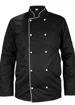 Melna pavāra blūze ar baltu apdari, ar garām piedurknēm (MG13RD-CZB)