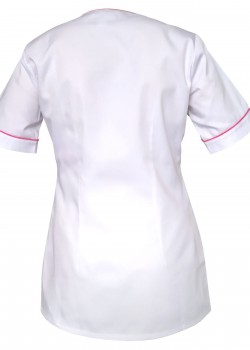 Medicīnas blūze, balta ar rozā apdari (M10L-BR)