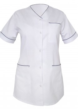 Medicīnas blūze, balta ar zilu apdari (M10L-BZ)