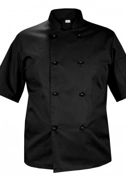 Melna pavāra blūze, ar īsām piedurknēm, ar melnām pogām (MG11RK-CZ)