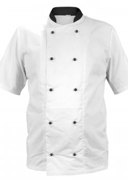 Balts pavāra krekls ar melnu apkakli un īsām piedurknēm  (MG12RK-BCZ)