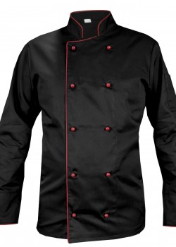 Melna pavāra blūze ar bordo apdari, ar garām piedurknēm (MG13RD-CZBOR)