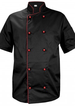 Melns pavāra krekls ar īsām piedurknēm un bordo apdari (MG13RK-CZBOR)