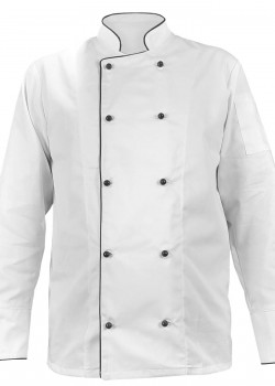 Balta pavāra blūze ar melnu apdari, ar garām piedurknēm (MG13rd-BCZ)