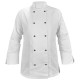 White long sleeve women's chef's blouse with black buttons (MG21RD-BCZ)