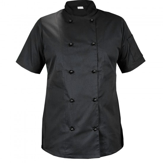 Black chef blouse for women with short sleeves (Mg21RK-CZ)