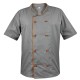 Grey chef's blouse short sleeve piping orange