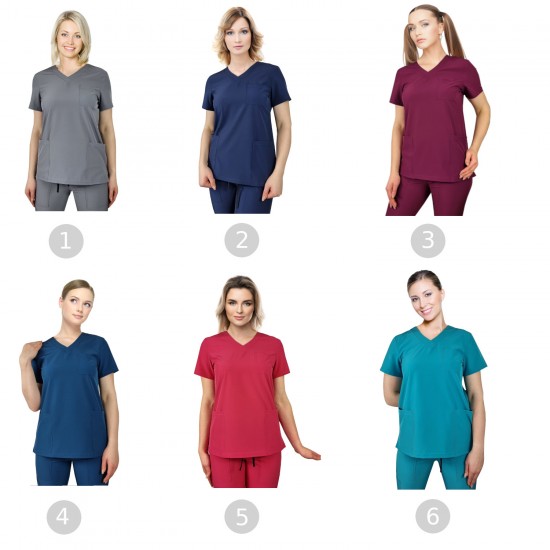 Medical blouse - elastic turquoise Regular Fit size L