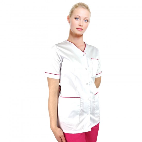 Medicīniskā jaka balta apdare amarants rozā.40 Medicīniskā jaka balta apdare amarants rozā.40