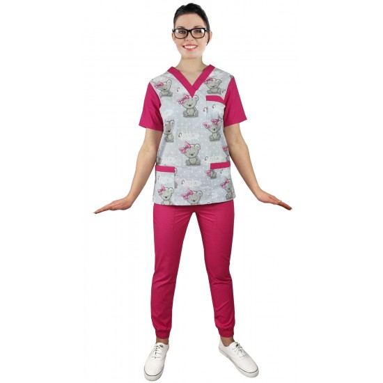 Medicīniskā blūze - rakstaina CLINIC BLOOM W1 XS izmērs Medicīniskā blūze - rakstaina CLINIC BLOOM W1 XS izmērs