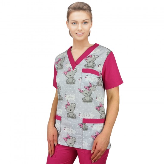 Medicīniskā blūze - rakstaina CLINIC BLOOM W1 S izmērs