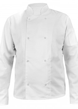 Balta šefpavāra blūze ar garām piedurknēm ar spiedpogām