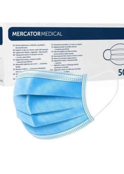 Ķirurģiskā maska ar elastīgām lentēm op. 50 gab zils Ķirurģiskā maska ar elastīgām lentēm op. 50 gab zils
