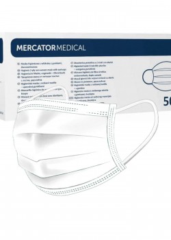 Ķirurģiskā maska ar elastīgām lentēm 50gab, balta Ķirurģiskā maska ar elastīgām lentēm 50gab, balta