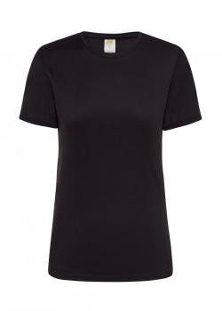 Sieviešu T-krekls, sporta piegriezums, elpojošs materiāls melns Sieviešu T-krekls, sporta piegriezums, elpojošs materiāls melns