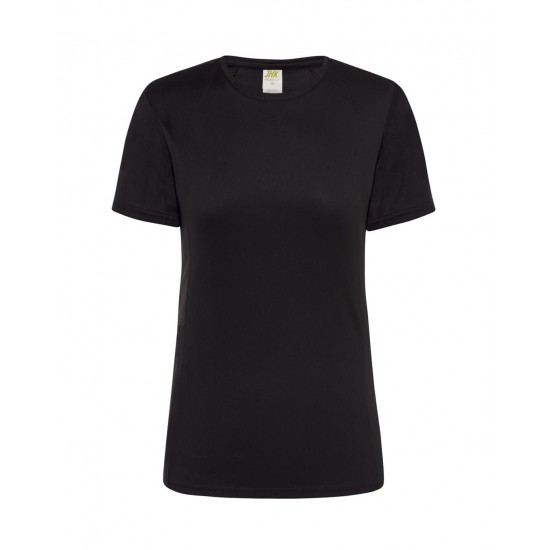 Ladies' T-shirt, sports cut, breathable material black