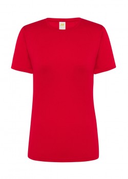 Sieviešu sporta piegriezuma T-krekls, elpojošs audums sarkans Sieviešu sporta piegriezuma T-krekls, elpojošs audums sarkans