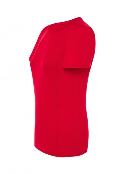 Sieviešu sporta piegriezuma T-krekls, elpojošs audums sarkans Sieviešu sporta piegriezuma T-krekls, elpojošs audums sarkans