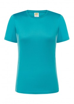 Sieviešu sporta piegriezuma T-krekls, elpojošs materiāls tirkīza krāsā Sieviešu sporta piegriezuma T-krekls, elpojošs materiāls tirkīza krāsā