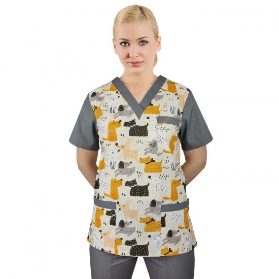 Medicīniskā blūze - rakstaina CLINIC BLOOM W3 XS izmērs