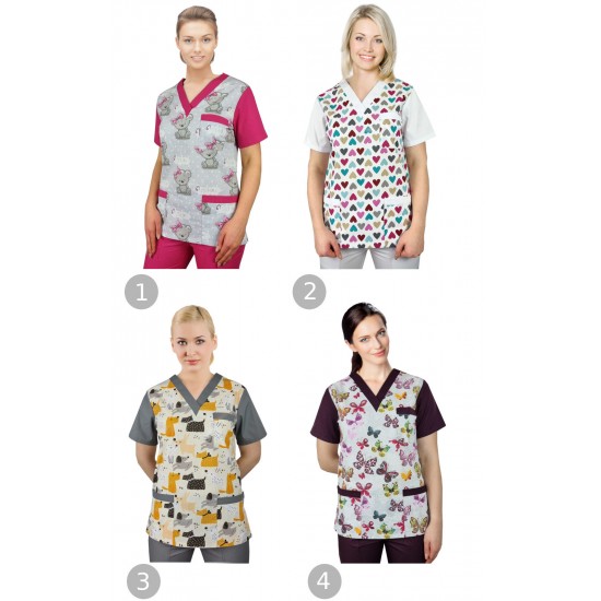 Medicīniskā blūze - rakstaina CLINIC BLOOM W3 M izmērs