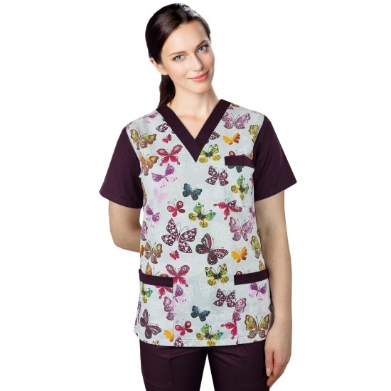 Medicīniskā blūze - rakstaina CLINIC BLOOM W4 L izmērs