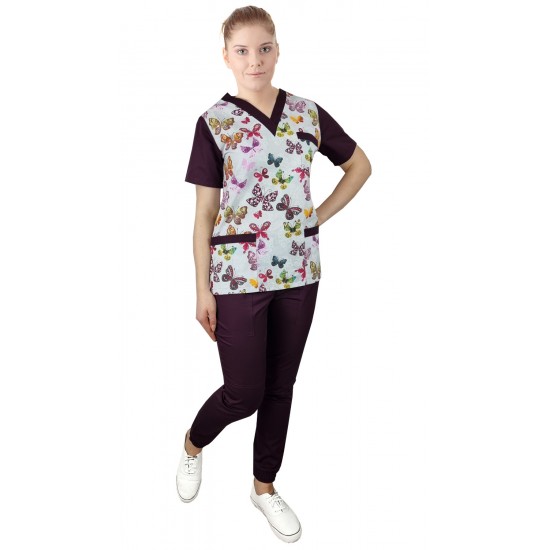 Medicīniskā blūze - rakstaina CLINIC BLOOM W4 L izmērs