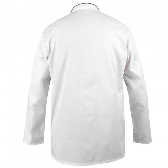 Men's medical blouse with stand-up collar white with grey stand-up collar long sleeve