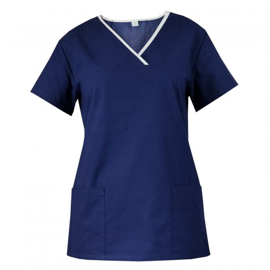 Medicīniskā blūze kokvilnas 100% tumši zilā rozā. 3XL