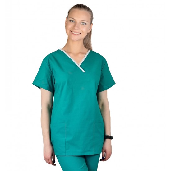 Medicīniskā blūze 100% kokvilna 100% zaļa rozā. 3XL