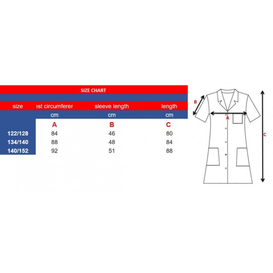 Bērnu laboratorijas priekšauts 122/128 izmērs 1. modelis