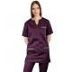 Medical gown plum trim grey short sleeve size XXL