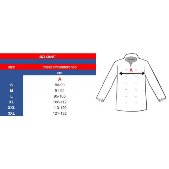 Balta šefpavāra blūze ar īsām piedurknēm ar melniem ielaidumiem 3XL izmērs