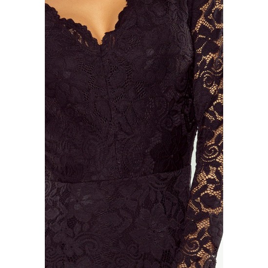 170-1 Lace dress with neckline - black     