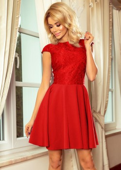 157-8 Kleita MARTA ar mežģīnēm - sarkana 157-8 Kleita MARTA ar mežģīnēm - sarkana