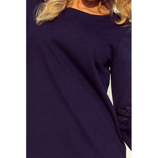 190-6 MARGARET kleita ar mežģīnēm piedurknēs - Navy Blue 190-6 MARGARET kleita ar mežģīnēm piedurknēs - Navy Blue