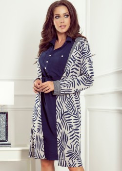 218-3 Mētelis ar kapuci un kabatām - zilas lapas 218-3 Mētelis ar kapuci un kabatām - zilas lapas