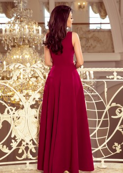 246-1 CINDY gara kleita ar kakla izgriezumu - bordo 246-1 CINDY gara kleita ar kakla izgriezumu - bordo