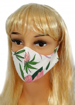 CV010 Vairākkārt lietojamās dekoratīvās maskas - rozā ziedi - 100% kokvilna - 2 gab CV010 Vairākkārt lietojamās dekoratīvās maskas - rozā ziedi - 100% kokvilna - 2 gab