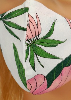 CV010 Vairākkārt lietojamās dekoratīvās maskas - rozā ziedi - 100% kokvilna - 2 gab CV010 Vairākkārt lietojamās dekoratīvās maskas - rozā ziedi - 100% kokvilna - 2 gab