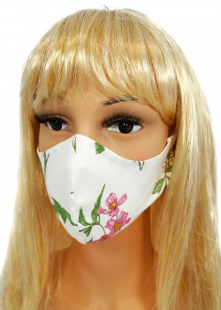 CV012 Atkārtoti lietojamas dekoratīvās maskas - Baltas ar savvaļas ziediem - 100% kokvilna - 2 gab. CV012 Atkārtoti lietojamas dekoratīvās maskas - Baltas ar savvaļas ziediem - 100% kokvilna - 2 gab.